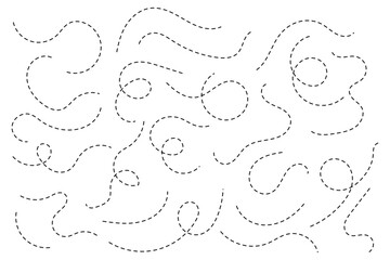 Hand drawn curve dotted line, Spiral dotted line hand drawn, Dotted lines path on white background