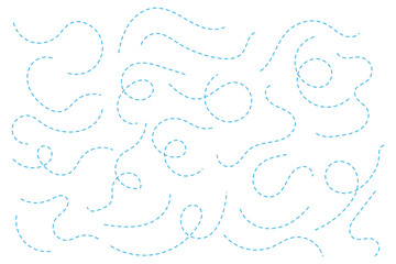 Hand drawn curve dotted line, Spiral dotted line hand drawn, Dotted lines path on white background