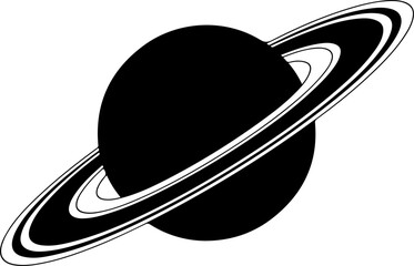 Planet Saturn with detailed planetary rings silhouette vector illustration © Print