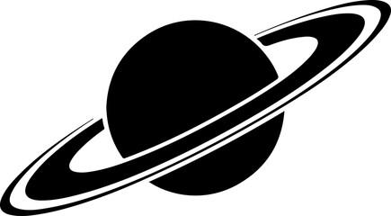 Planet Saturn with detailed planetary rings silhouette vector illustration