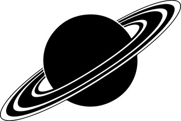 Planet Saturn with detailed planetary rings silhouette vector illustration © Print