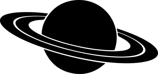 Planet Saturn with detailed planetary rings silhouette vector illustration