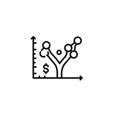 Modern Financial Growth Vector Illustration with Dollar Sign Chart and Circular Elements in Minimalist Style