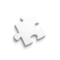 Obraz premium A solitary, bright white puzzle piece, elegantly detached, poised to complete a larger picture, signifying strategy, integration, or finding the perfect fit