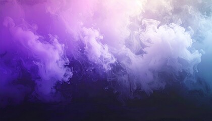 Abstract purple and blue smoke background with flowing colorful clouds.