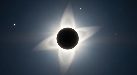 Obraz premium Total Eclipse in Space with Bright Corona and Distant Stars