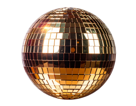Colorful light-reflecting disco ball for celebration isolated on transparent background PNG