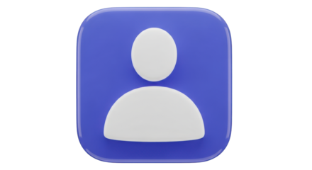 Blue rounded square with white user icon isolated on a transparent background profile icon