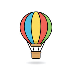 A vibrant and playful illustration of a hot air balloon, symbolizing exciting journeys and colorful adventures in the sky. This cheerful design evokes feelings of exploration and joyful travel
