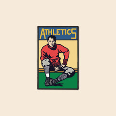 Athletics poster clipart sport player football retro logo vintage illustration design vector element