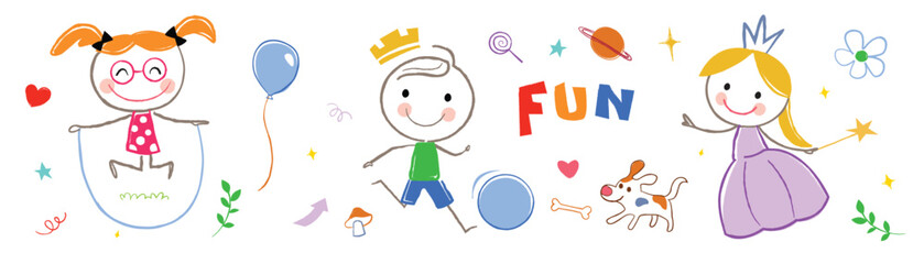 Crayon sketch of children playing