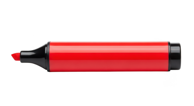 Single red marker isolated on transparent background