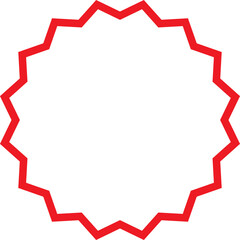 Starburst sticker outline icon. Red starburst label shape for promo, sale, price offer badge isolated on transparent background. Special offer price tag, promotional label vector illustration.