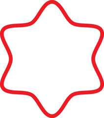 Starburst sticker outline icon. Red starburst label shape for promo, sale, price offer badge isolated on transparent background. Special offer price tag, promotional label vector illustration.