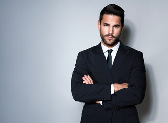 Handsome young man wearing business suit