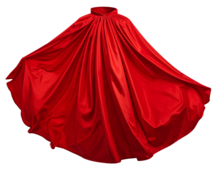 Red superhero cape with elegant high collar isolated on transparent background PNG