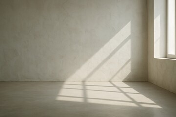 Obraz premium Sunlight through window in minimalist empty room