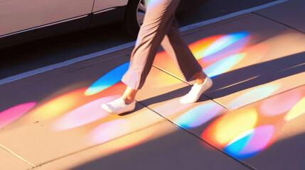Light and Shadow, Street scene at night illuminated by neon lights, showcasing urban nightlife and vibrant colors.