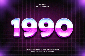 Shiny Retro 1990 Text Effect Editable with Metallic Gradient Style.