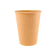 Brown paper cup isolated on transparent background. Stock photo