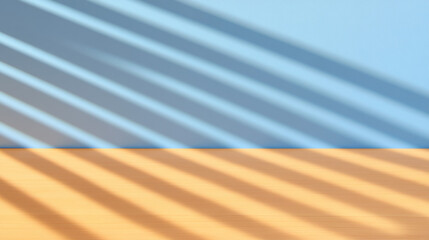 Light and Shadow, Sunlight creates a striped pattern on a table through blinds, capturing a serene indoor atmosphere.