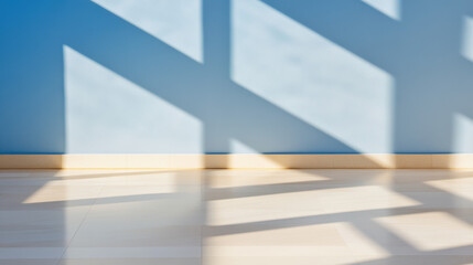 Light and Shadow, Sunlight streaming through a skylight, casting beautiful light patterns in a serene indoor environment.