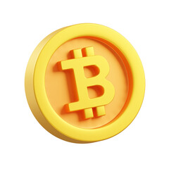 Isolated Render of Golden Bitcoin Cryptocurrency on Transparent Background Finance Concept Decentralized Digital Money Investment Asset