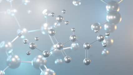 acephate molecular structure, 3d model molecule, insecticide structural chemical formula view from a microscope