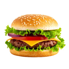 Transparent PNG available tasty beef burger with cheese and salad