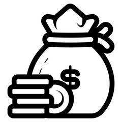 coin stack with dollar money bag icon