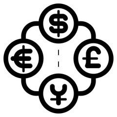 major currency include dollar euro poundsterling and yen icon