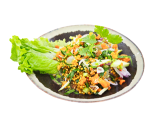 Ryukyu Egg Salad with Horseshoe Crab Eggs, Thai Style Seafood on   transparent.