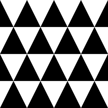 Simple seamless geometric pattern with black and white triangles in minimal design. Perfect for fabric, wallpaper, background, wrapping, and modern decoration.