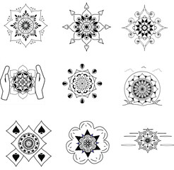 A set of ornamental elements for mandala design