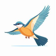 Obraz premium Graceful blue and yellow bird soaring through the sky with wings outstretched, a symbol of freedom and nature's beauty