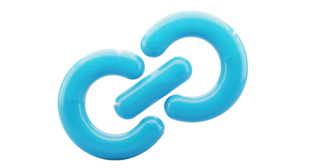 Glossy Blue Interlocking Rings Symbol isolated on a transparent background link connection