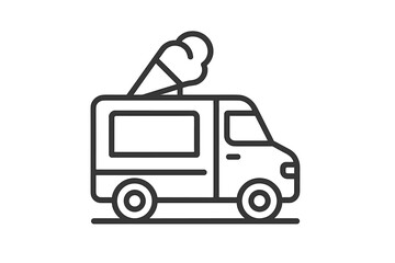 Fototapeta premium Ice cream truck vector icon. Food truck symbol for street food and summer dessert delivery. Minimalist line art illustration for web, logo, mobile app, and UI UX design.