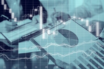 Business meeting with documents and graphs on desk