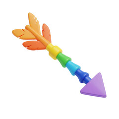 Conceptual cupid arrow with rainbow bands against a dark background