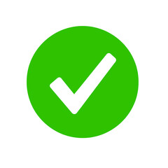 White check mark in green circle isolated on transparent background 