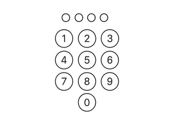 Vector passcode interface for mobile lock screen, login page, and password entry. Phone keypad for user authentication and security. PIN code display and numeric keyboard UI/UX.