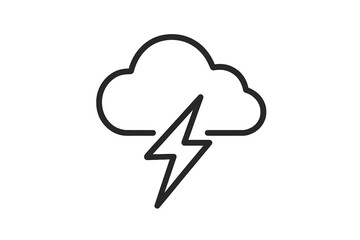Thunderstorm line icon. Lightning bolt and cloud symbol. Weather forecast sign for web, app, UI design. Simple outline vector graphic. Storm, thunder, electricity concept.