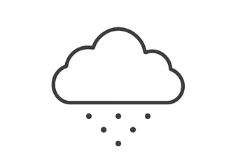 Weather icon concept. Snowing cloud, simple snowfall symbol. Minimalist line art vector for forecast app, web design. Winter, cold climate, precipitation, blizzard, hail.