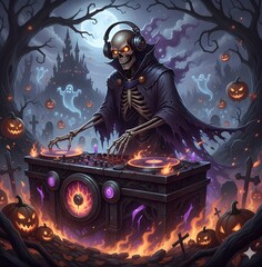 halloween witch flying over the moon
