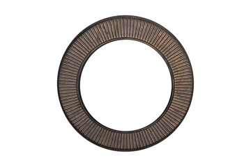 Metal decorative ring with radial pattern is isolated.