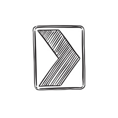 Arrow sign, traffic management in black and white. Vector sketch.