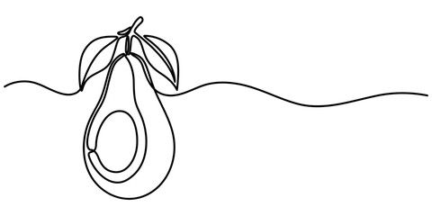 Avocado Single Line Icon, Continuous one single minimal line drawing Avocado, Sketch and Doodle Design. Avocado continuous line drawing vector illustration. 