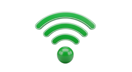 Green 3D Wi- Fi Signal Symbol with White Outline isolated on a transparent background Wi-Fi symbol