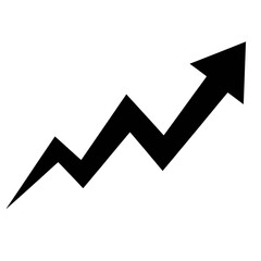 Black upward zigzag arrow isolated on transparent background 