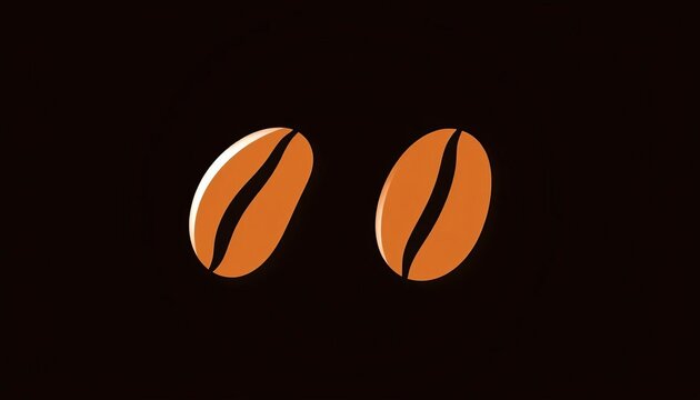 Two stylized coffee beans pirouette in a minimalist design,  vector,  drink